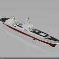 Detailed White And Red Warship Model With Deck Structure As Water Transport