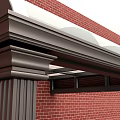 Sturdy Metal Awning Structure Mounted On Red Brick Wall With Decorative Columns 3d model