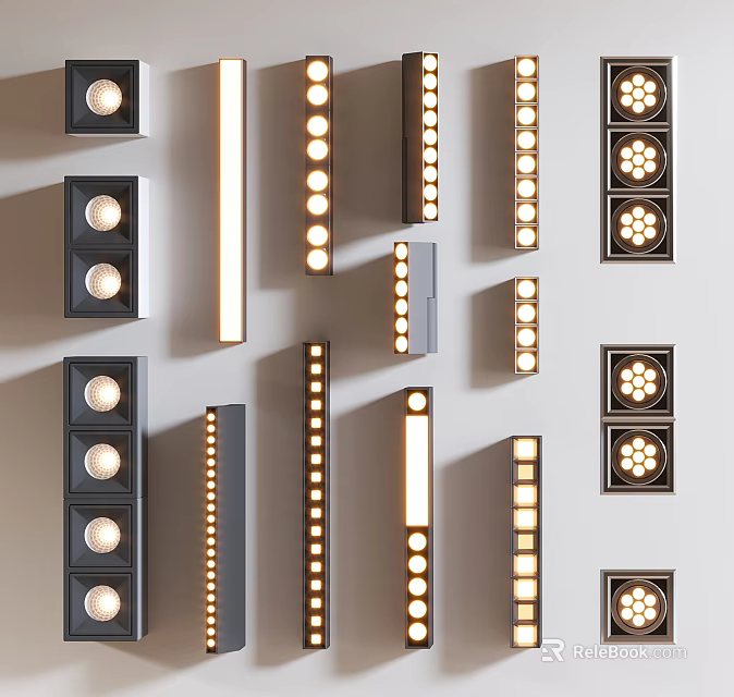 Modern Downlights and Spotlights With Versatile Designs Different Shapes and Multiple Bulbs 3d model