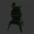 Vintage Cast Iron Stove With Three Legged Design And Textured Surface