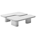 Modern Wooden Texture Coffee Table Set With Different Shapes Square Round And Rectangular 3d model