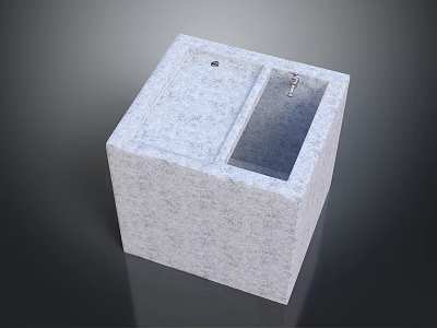 Modern Square Granite Sink With Solid Structure Drainage Hole And Faucet 3d model