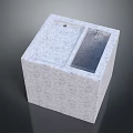 Modern Square Granite Sink With Solid Structure Drainage Hole And Faucet 3d model