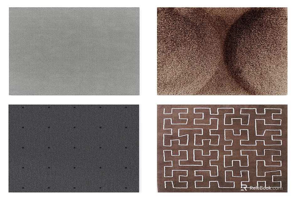Gray and Brown Square Rugs with Geometric Dotted Patterns and Textured Designs 3d model
