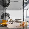 Modern Front Desk Reception Area Featuring Sleek Counter Seating And Decorative Elements