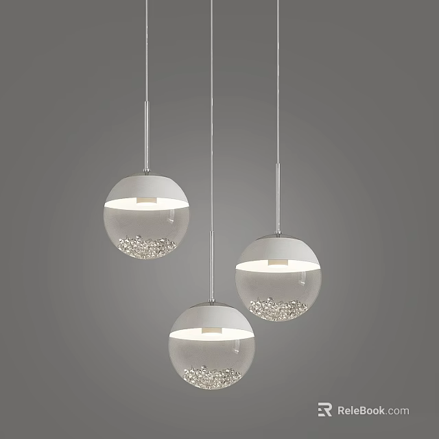 Modern Spherical Transparent Pendant Lights With Crystal Details For Interior Decor 3d model