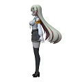Anime Woman With Long Hair Wearing White Shirt Plaid Skirt Yellow Armband Knee High Socks