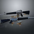 Modern Firearms Collection Featuring Rifles Bullets And Magazines On 3d model
