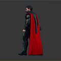 Armored Character With Axe And Black Red Cape Standing On Gray Background