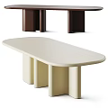 Modern Minimalist Dining Table With Light Color Surface And Cylindrical Legs Design