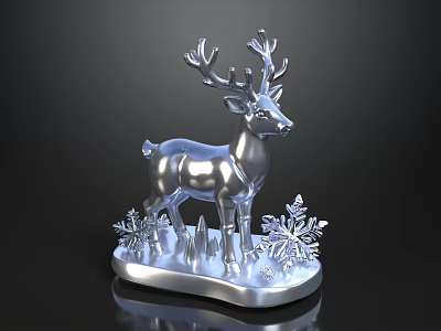 Modern Sofa Coffee Table Set With Silver Deer Ornament And Snowflake Decorations 3d model