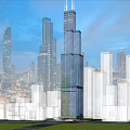 Modern Urban Skyline With Tall Skyscrapers Blue Sky And Green Spaces