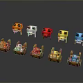 Vibrant Minecraft Style Small Animal Character Models With Colorful Designs Sitting And Standing Poses