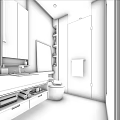 Modern Luxury Bright Bathroom With Marble Vanity Smart Toilet And Gold Framed Glass Shower Enclosure