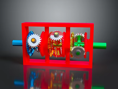 Modern Gear Shaped Lighting Combination With Red Frame And Multi Colored Fixtures 3d model