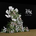 Elegant Floral Installation With White Roses Pink Blooms And Green Foliage