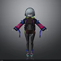 Anime Style 3D Character With Blue Short Hair Headphones And Colorful Outfit