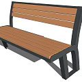 Modern Landscape Bench With Wooden Seat Back And Black Metal Frame