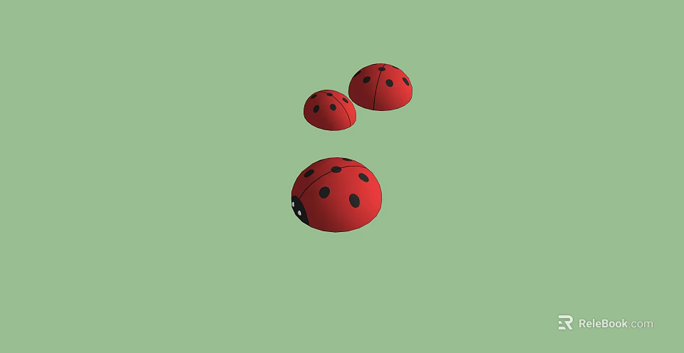 Three Ladybug Shaped Playground Equipment with Red Bodies and Black Spots 3d model 
