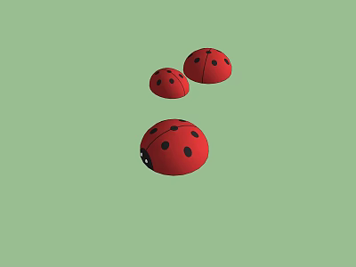 Three Ladybug Shaped Playground Equipment with Red Bodies and Black Spots 3d model