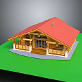 Yellow Wooden House Architecture With Red Roof Front Porch Windows And Chimney