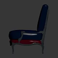 Modern Blue Leather Single Sofa with Silver Legs and Red Trim Design