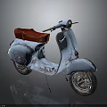 Vintage Blue Scooter With Red Seat Classic Design And Rustic Wheels