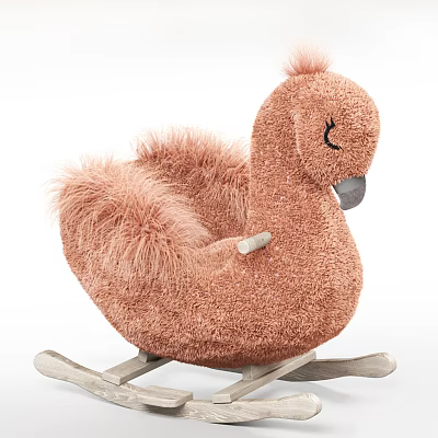 Plush Flamingo Shaped Children's Rocking Chair With Soft Plush Material 3d model