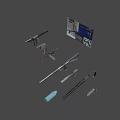 Various Types of Metal Weapons Featuring Barrels Handles and Unique Structural Designs