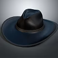 Black Leather Cowboy Hat With Wide Brim And Classic Design Style