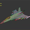 Gray Military Fighter Jet Model With Missiles Wing Emblems And Number 062