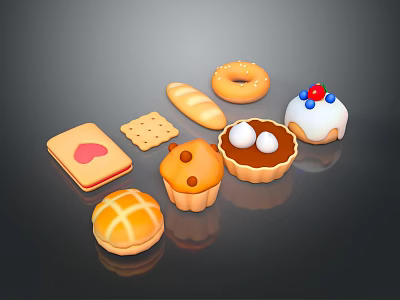 Modern Food Crisp Pastry Crisp Dough Bread Sandwich Bread 3d model