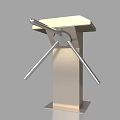 Modern Turnstile Access Control Device With Three Metal Bars Main Column And Top Platform 3d model