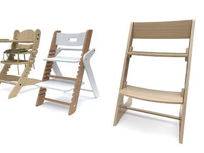 Simple Modern Wooden Kids Chair Various Styles With Safe Comfortable Design 3d model