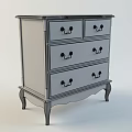 Light Blue Vintage Chest of Drawers With Metal Handles and Curved Legs