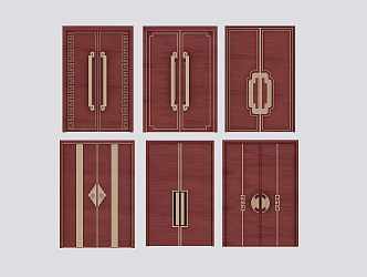 New Chinese Double Door 3d model