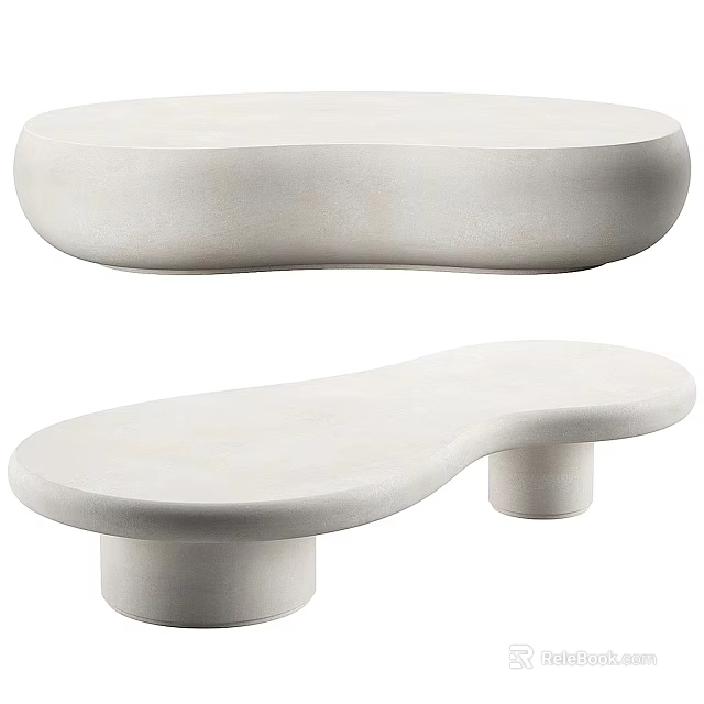 Modern Curved Leisure Chair With Smooth Concrete Surface And Minimalist Single Leg Design 3d model 