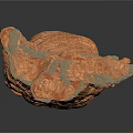 Layered Geological Scenic Component Model With Rough Textured Brown Orange Surface