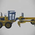 Yellow Heavy Duty Grader with Large Tires Cab and Mechanical Structure 3d model