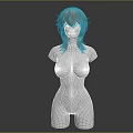 Game and Movie Character 3D Model Blonde Short Hair Faceless Upper Body Black Background