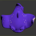 Cute Purple Stingray With Spots Big Eyes And Wing Like Fins In 3D Cartoon Design
