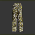 Stylish Wide Leg Pants With Yellow And Black Pattern Loose Fit Design