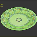 Decorative Ceramic Plate With Blue White Base Colorful Floral Patterns And Central Blue Wreath