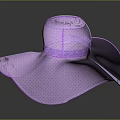 Purple Wide Brimmed Hat Made Of Woven Material With Perforated Design And Decorative Band