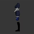 Traditional Blue And White Robe With Asymmetric Hem Belt Long Sleeves And Boots