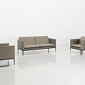 Modern Gray Sofa Set With Two Seater Sofa Single Armchairs And Metal Legs