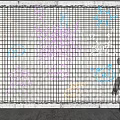 Colorful Decorative Lights on Grid Panel with Brick Wall Cactus and Silhouette