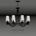 Classic Medieval Droplight Design Featuring Vintage Metal Frame And White Glass Shades