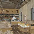 Spacious Mall Retail Store Interior Featuring Wooden Shelves Various Products And Shopping Customers