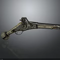 Antique Metallic Pistol With Engraved Details On Dark Background With Reflection 3d model